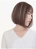ショートボブグレージュハイライトレイヤーカット髪質改善 大山