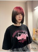 ケアブリーチルーツカラーピンクブラックウルフボブ韓国ヘア岡山
