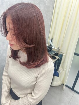 ナンバー リコ 名駅 ジャム 名古屋(N° rico JAM) レイヤーカット　前髪カット　ラベージュ　ピンクベージュ