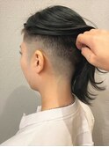 635黒髪アッシュ似合わせ刈り上げバリカンアートロングマンバン
