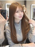 韓国ヘア 羽エクステ ココアベージュ 髪質改善 レイヤーカット