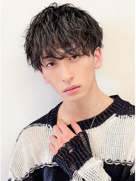 ウェイク ヘアー メイク(wake hair make) メンズパーマツイストパーマ×黒髪イメチェンアッシュブラック