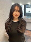 シースルーバング×顔まわりレイヤーロング◎