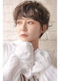 大人可愛い20代30代40代黒髪ひし形小顔ボブ丸みショート