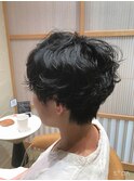 黒髪×くしゃパーマ