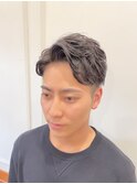七三ツーブロック×アップバングショート