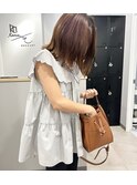 *結べるミディアムヘア 外ハネ ベージュ 神戸 三宮