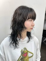 ヴェイン 渋谷(vain)&nbsp;レイヤーロングウルフカットウルフパーマブルーブラック