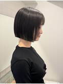 新宿切りっぱなしボブミニボブぱつっとボブ暗髪ボブ/髪質改善