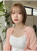 小顔ヘア/レイヤーボブ/ミルクティーベージュ/【池袋】