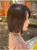 ナチュラルボブヘア 透明感のあるダークブラウン
