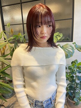 オンドバイサク(ondo by Saku) ワインレッドカラー/ブリーチ無しカラー/ダブルカラー/20代