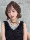 イメチェン/外ハネボブ/ブルーブラック/美髪/ホワイトブロンド
