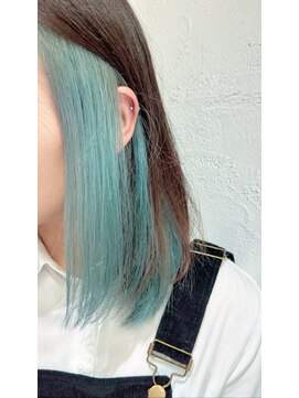 アジールヘア 池袋東口店(agir hair) ブリーチ&ダブルカラーインナーカラーミントグリーン池袋東口