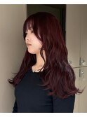 ブリーチなしワインレッドカラー[恵比寿/レイヤーカット]