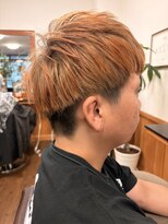 ヘア カフェ クマ(Hair×Cafe KUMA) カッパーブラウンのスパイキーメンズショート