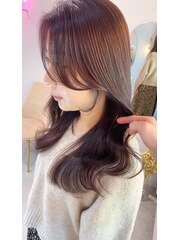 ブリーチなしチョコレートカラー×前髪/顔周り/韓国ロング[新宿]