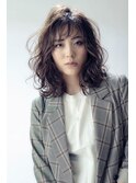 黒髪/グレーベージュ/レイヤーロング/前髪パーマ/吉祥寺