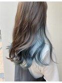 20代30代寒色透明感インナカラーブルーアッシュ【上野】