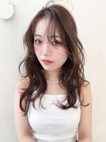 ヘアラウンジ ビーチ 青山 外苑前(hair lounge BEACH) ニュアンスロングパーマかきあげバング柔らかベージュ