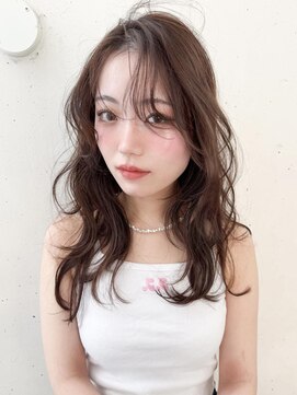 ヘアラウンジ ビーチ 青山 外苑前(hair lounge BEACH) ニュアンスロングパーマかきあげバング柔らかベージュ