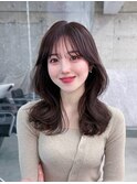 メルティカラー似合わせカットフェミニンロング韓国レイヤー