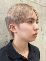 メンズブリーチカラーミルクティーベージュカラーダブルカラー