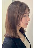 顔まわりレイヤー/くびれヘア/アプリコットオレンジ夏/20代/30代