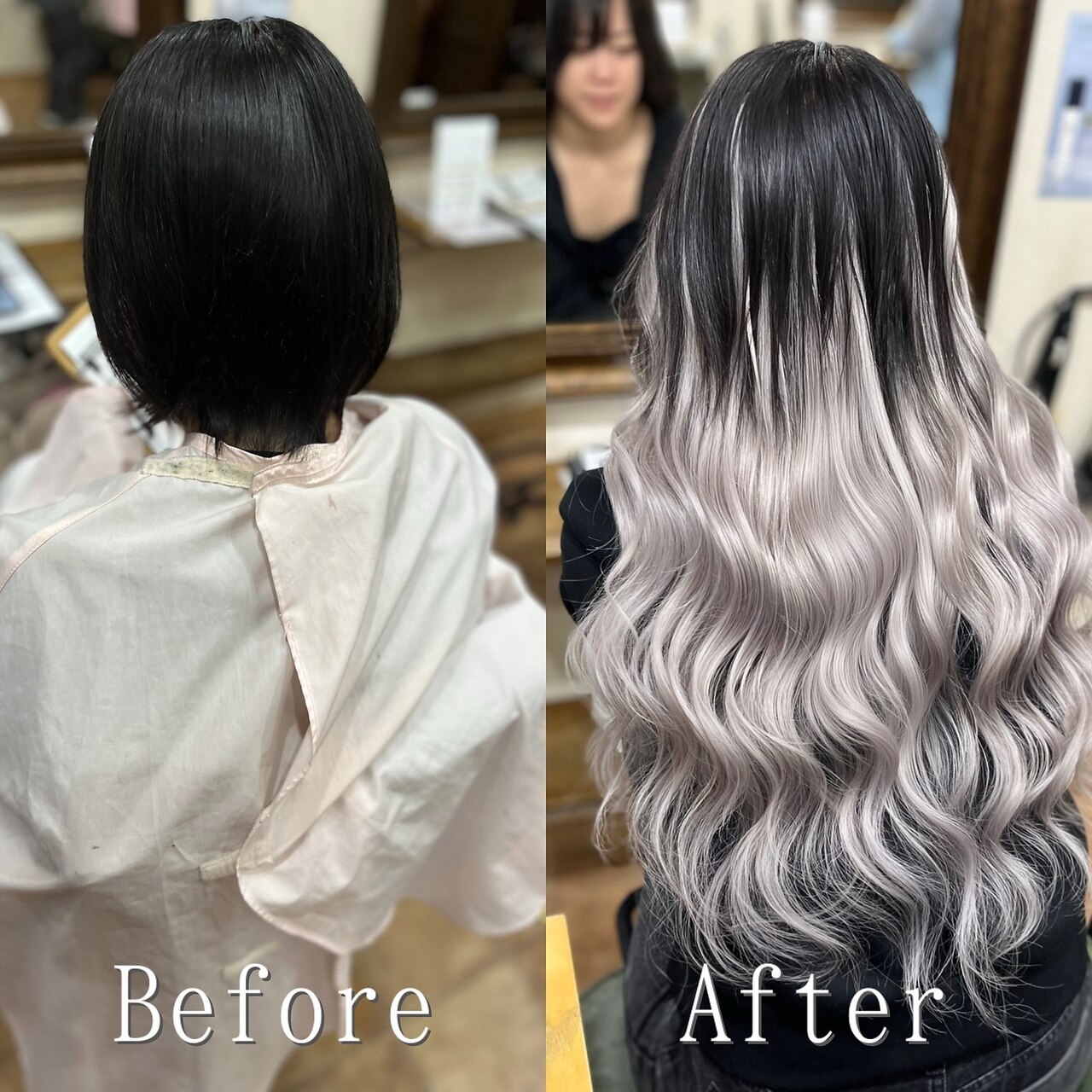シルバーアッシュ#シールエクステ#グラデーションカラー#：L180376849