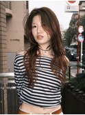 アッシュブラウンニュアンスレイヤーカットロング