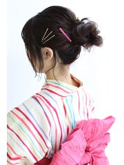 浴衣×ニュアンスエアリーヘアアレンジ×20代×30代×40代