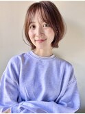 切りっぱなしボブ×小顔前髪×ベージュカラー×レイヤーカットs