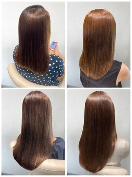 美容室フルール 20代30代40代ストレートアッシュベージュ髪質改善艶感カラー