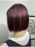 切りっぱなしボブ＿ボルドー