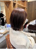 大人美人イメチェン大人丸みボブこなれヘアチェリーブラウン