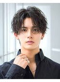 波巻きスパイラル黒髪ツーブロック