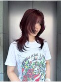 ワインレッド×エンドカラー