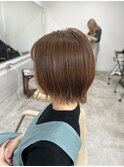 似合わせカットショートボブ前髪ありらアッシュブラウン