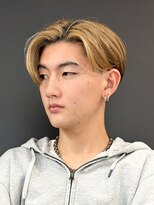 センターパートブリーチダブルカラーフェイスフレーミング