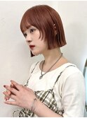 ボブ　レイヤーボブ　フェイスレイヤー　暖色カラー 