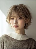 ◇大人可愛い20代30代40代50代前下がりショートボブ丸みショート