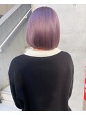 パールラベンダー_ボブカット_ラベンダーアッシュ_ワンレンボブ2