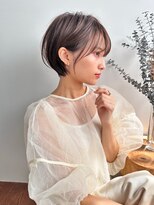 30代、40代/丸みくびれショートボブ×白髪染めハイライト/大宮