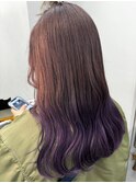 グラデーションカラー ラベンダーベージュ 艶髪カラー