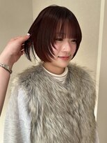 顔まわりカットミニボブレイヤーボブ顔まわりレイヤー暖色カラー