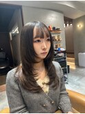 ひし形レイヤーボブハッシュ/顔周り/オリーブベージュ/銀座