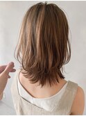 エアリーミディ 黒髪 ホワイトアッシュ モテ髪 ボブルフ 前髪