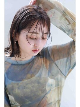 ムウ 難波(MOU) ボブクールショート前髪イメチェンピンクベージュ30代40代50代