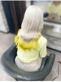 ＃ホワイト×＃イエロー＃グラデーション＃推しカラー＃髪質改善