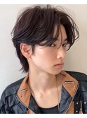 □ニュアンスパーマフェザーパーマセンターパートダークアッシュ